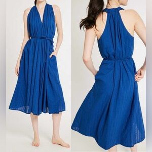 NWOT MILLE MARILYN Cotton V neck waist tie Blue INDIGO sz S